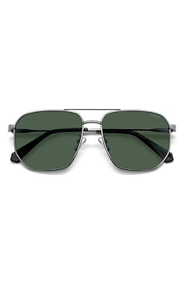 Polaroid 59mm Polarized Rectangular Sunglasses in Ruthenium/Green Polarized at Nordstrom