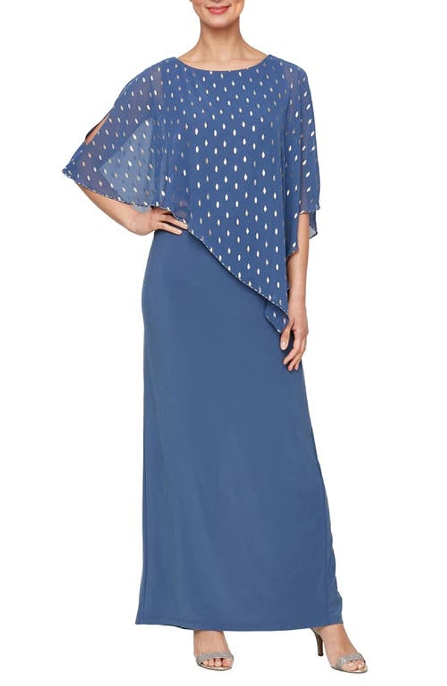 SL FASHIONS Foil Popover Gown Wedgewood at Nordstrom