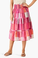 NIC+ZOE Sunset Plaid Cotton Midi Skirt Pink Multi at Nordstrom