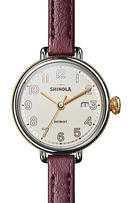 Shinola Birdy Gift Set Double Wrap Leather Strap Watch, 38mm in Ivory at Nordstrom