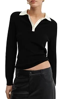 MANGO Contrast Trim Rib Polo Sweater at Nordstrom,