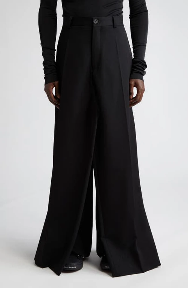 Balenciaga Double Front Wool Twill Pants Black at Nordstrom,