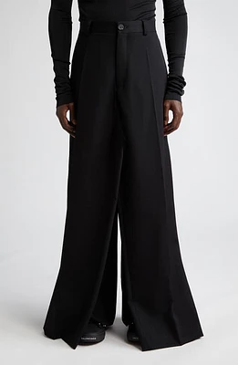 Balenciaga Double Front Wool Twill Pants Black at Nordstrom,