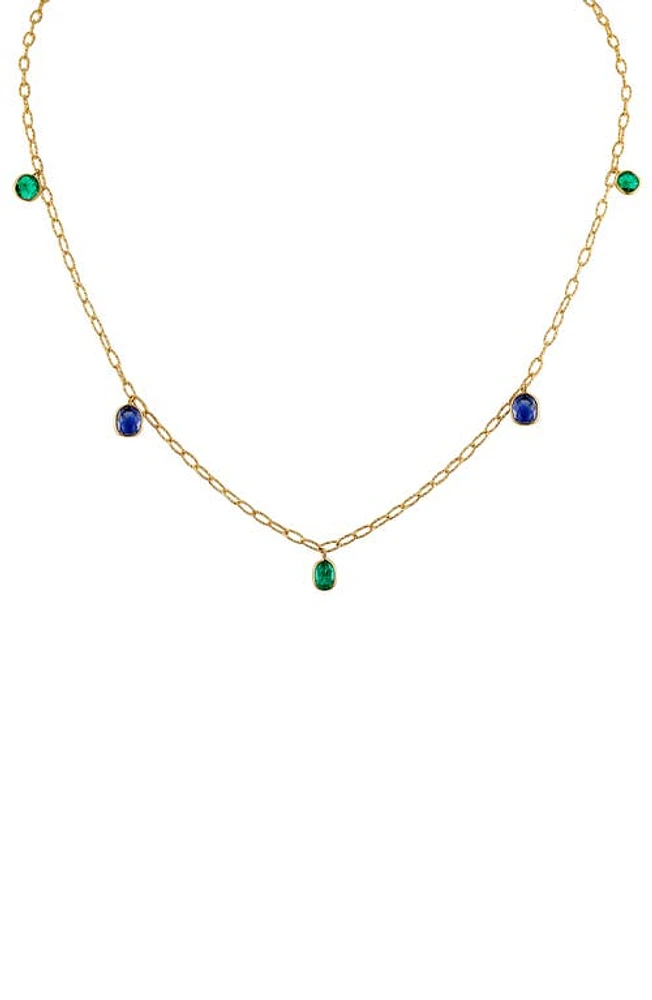 Mindi Mond Burma Sapphire & Colombian Emerald Station Necklace in 18K Yellow Gold at Nordstrom, Size 8.5 Us