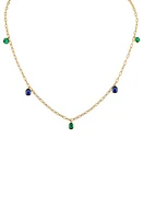 Mindi Mond Burma Sapphire & Colombian Emerald Station Necklace in 18K Yellow Gold at Nordstrom, Size 8.5 Us