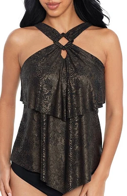 Magicsuit Xantu Carlina Tiered Tankini Top Black/Brown at Nordstrom,