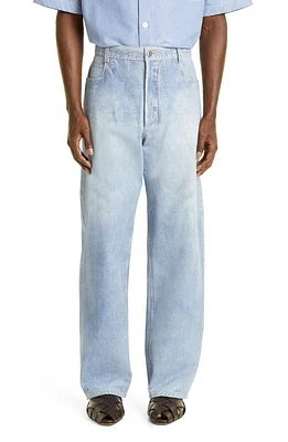 Bottega Veneta Denim Print Leather Jeans Light Blue at Nordstrom, Us