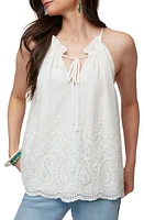 Karen Kane Eyelet Detail Cotton Top Off White at Nordstrom,