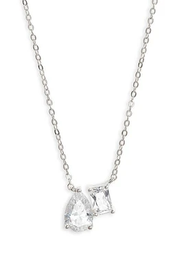 Nordstrom Cubic Zirconia Pendant Necklace in Clear- Silver at Nordstrom