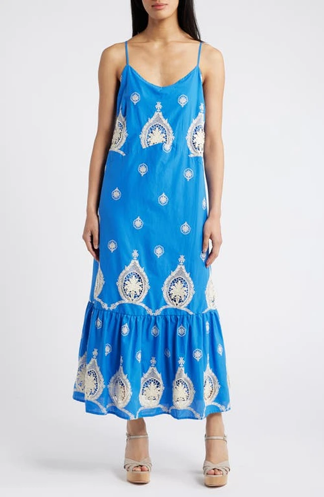 CIEBON Inessa Embroidery Maxi Dress Blue at Nordstrom,