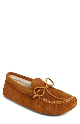 Minnetonka Softsole Slipper with Faux Fur Lining Brown Suede at Nordstrom,