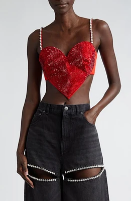 Area Crystal Embellished Stretch Virgin Wool Heart Top Scarlet at Nordstrom,