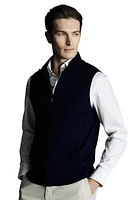 Charles Tyrwhitt Pure Merino Zip Gilet Navy at Nordstrom,