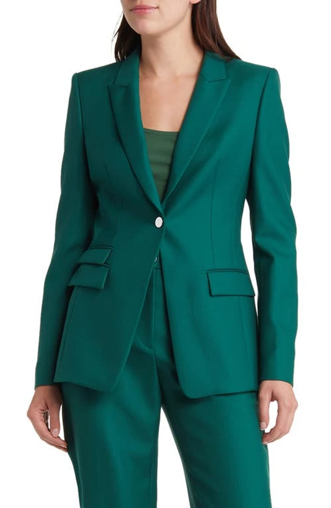 BOSS Juicylara One-Button Virgin Wool Blazer in Neplica at Nordstrom, Size 14