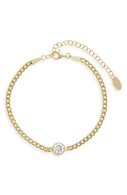 SHYMI Fancy Shape Cubic Zirconia Curb Chain Bracelet in Gold/White/round Cut at Nordstrom, Size 6