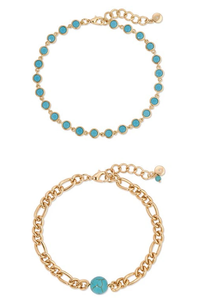 Ettika Set of 2 Turquoise Anklets at Nordstrom