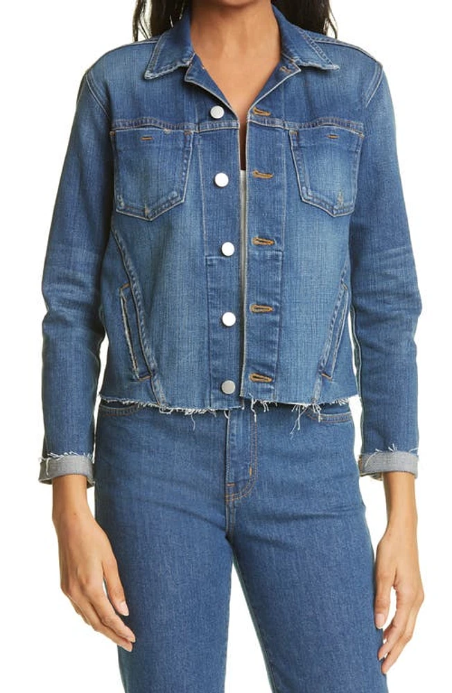 L'AGENCE Janelle Raw Cut Slim Denim Jacket Authentique at Nordstrom,