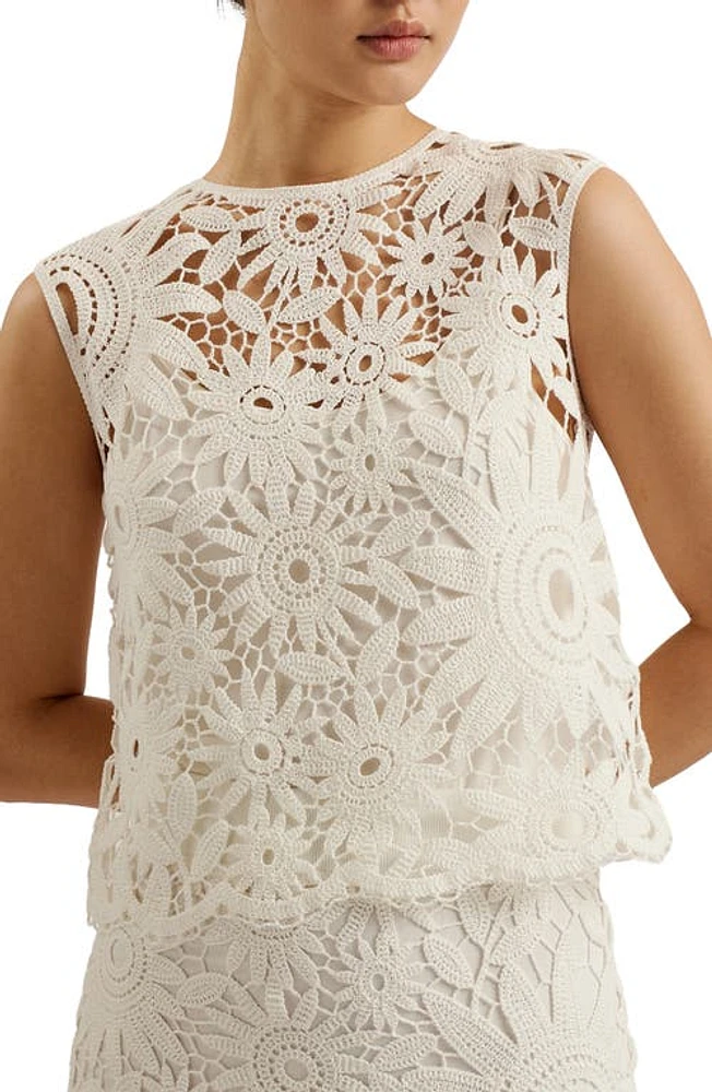 Ted Baker London Katrnn Sleeveless Cotton Crochet Top at Nordstrom,