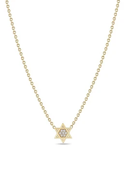 Zoë Chicco 14K Yellow Gold Diamond Star of David Pendant Necklace at Nordstrom, Size 16