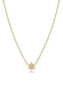 Zoë Chicco 14K Yellow Gold Diamond Star of David Pendant Necklace at Nordstrom, Size 16