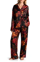 Midnight Bakery Dylan Floral Print Satin Pajamas Black at Nordstrom,