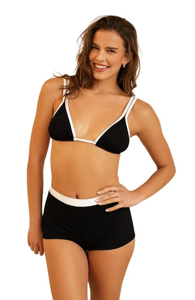 Dippin Daisys Billy Double Strap Bikini Top Black Rib at Nordstrom,