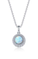 Lafonn Simulated Diamond Halo & Simulated Opal Pendant Necklace in White at Nordstrom, Size 20