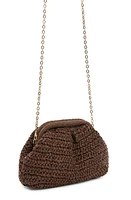 MANGO Amalfi Crochet Straw Clutch in Dark Brown at Nordstrom