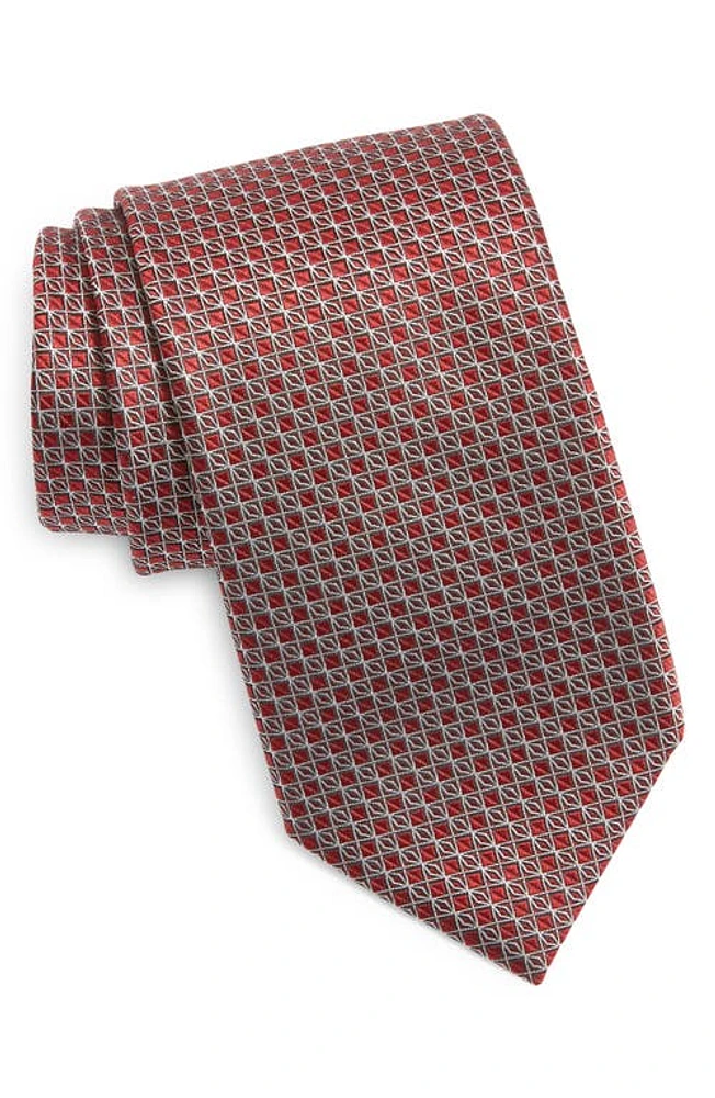 Canali Medallion Silk Tie in Bright Red at Nordstrom