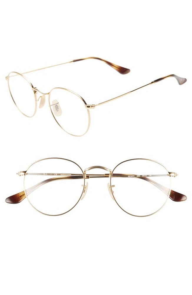 Ray-Ban 50mm Round Optical Glasses in Gold at Nordstrom