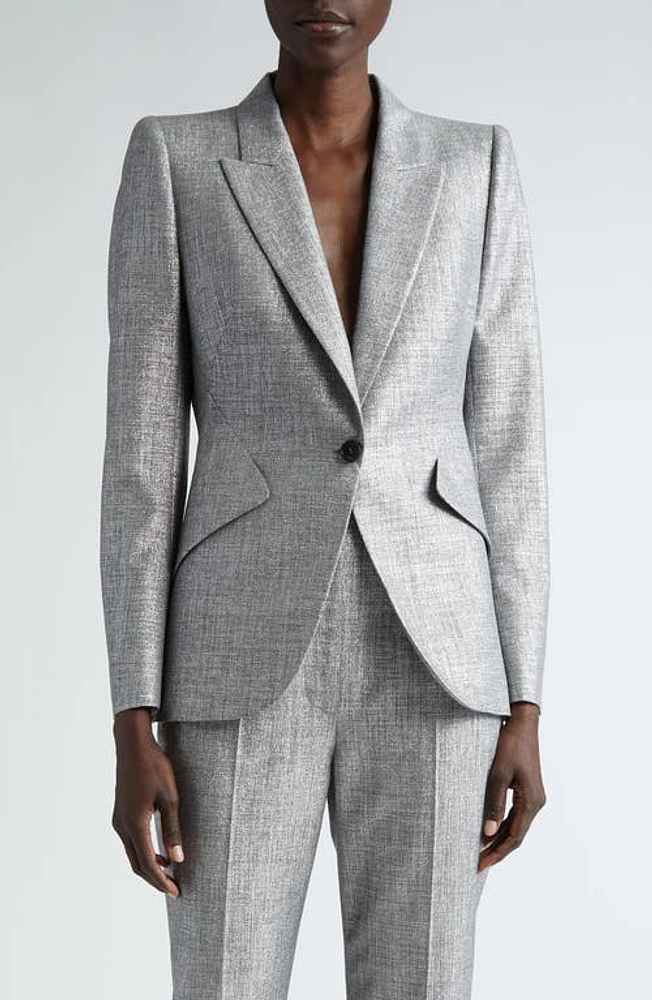 Alexander McQueen Peak Metallic Jacket in Silver at Nordstrom, Size 4 Us