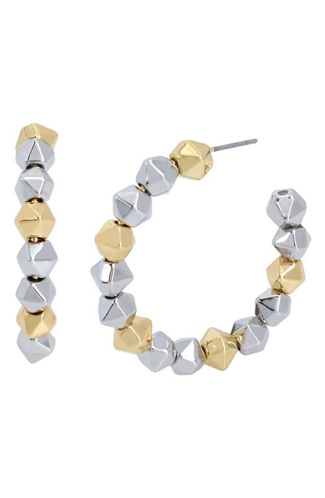 AllSaints Two-Tone Beaded Hoop Earrings in Gold/Rhodium at Nordstrom