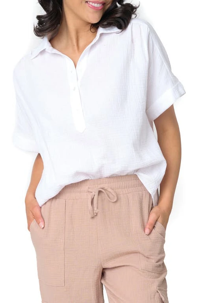 GIBSONLOOK All Day Cotton Gauze Popover Shirt at Nordstrom,