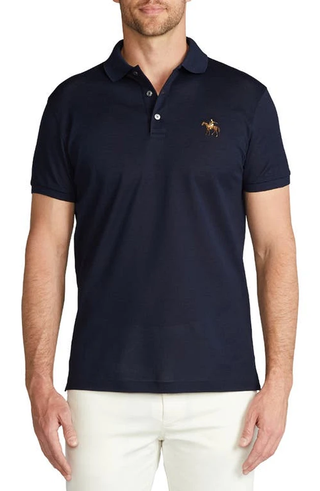 Ralph Lauren Purple Label Slim Fit Logo Embroidered Cotton Piqué Polo Classic Chairman Navy at Nordstrom,