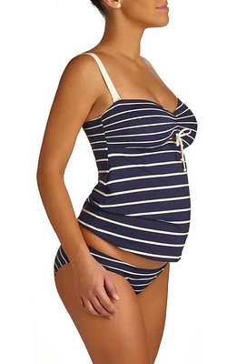 Pez D'Or Marine Stripe Maternity Tankini Swimsuit in Navy/White at Nordstrom, Size X-Large