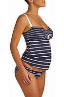 Pez D'Or Marine Stripe Maternity Tankini Swimsuit in Navy/White at Nordstrom, Size X-Large