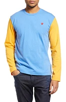 Comme des Garçons PLAY Colorblock Long Sleeve Cotton T-Shirt in Blue/Yellow at Nordstrom, Size Small