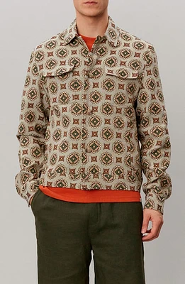 Les Deux Nash Jacquard Shirt Jacket Light Desert Sand/Cherrywood at Nordstrom,