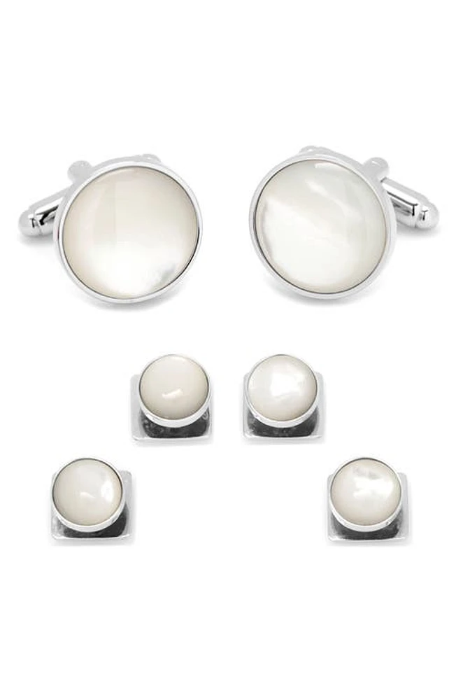 Cufflinks, Inc. Mother-of-Pearl Cuff Link & Stud Set in Silver/White at Nordstrom