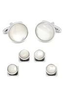 Cufflinks, Inc. Mother-of-Pearl Cuff Link & Stud Set in Silver/White at Nordstrom