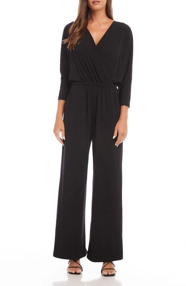 Karen Kane Wrinkle Resistant Jersey Jumpsuit Black at Nordstrom,