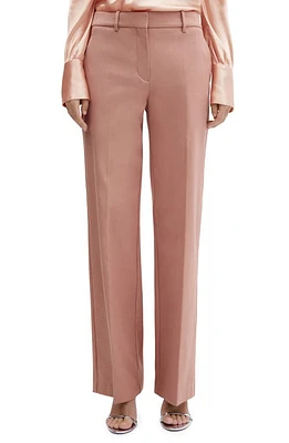 MANGO High Waist Straight Leg Pants Nude at Nordstrom,