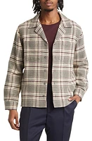 Officine Générale Justin Textured Check Overshirt Grey/Ecru/Plumwine at Nordstrom,