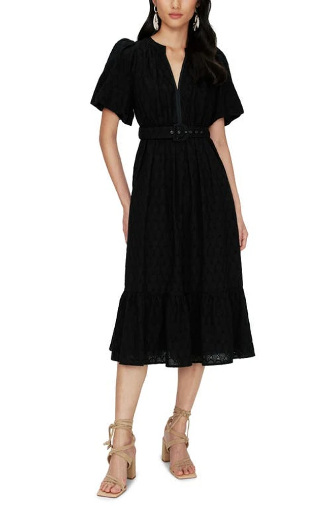 Diane von Furstenberg Polina Belted Cotton Midi Dress Black at Nordstrom,