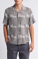 Corridor Collage Cotton Blend Camp Shirt Grey at Nordstrom,