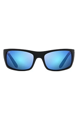 Maui Jim 'Peahi - PolarizedPlus2' 65mm Sunglasses in Matte Black/Blue Hawaii at Nordstrom