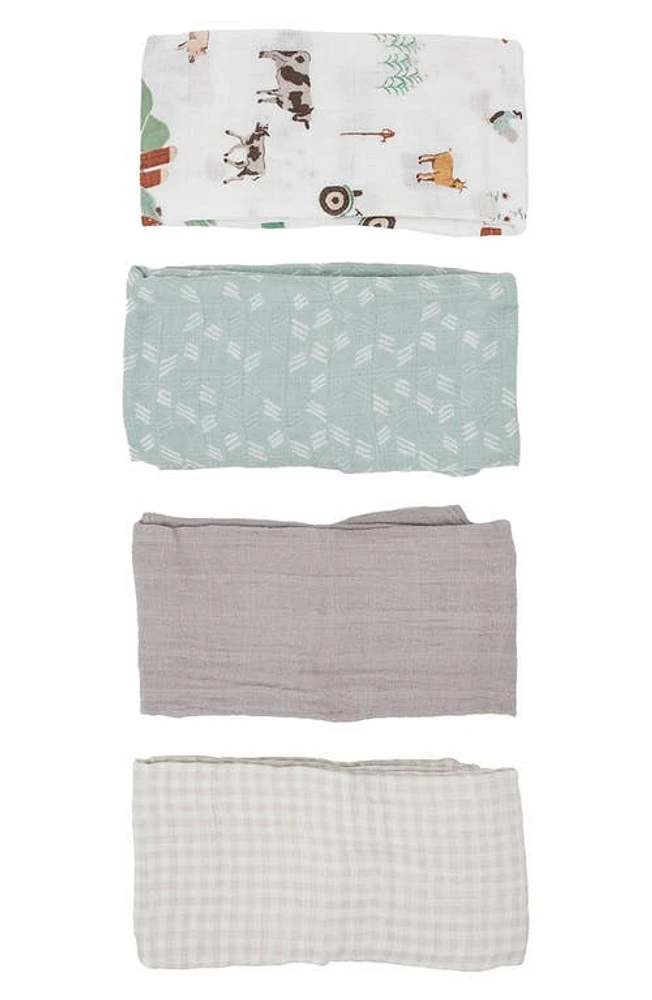 little unicorn 4-Pack Cotton Muslin Blankets in Farmyard at Nordstrom