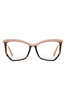 Fifth & Ninth Maggie 54mm Cat Eye Blue Light Blocking Glasses in Tan Torte at Nordstrom