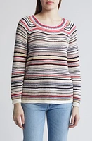 NIC+ZOE Stripe Textured Knit Sweater Pink Multi at Nordstrom,