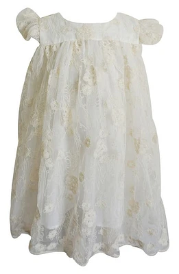 Popatu Floral Embroidered Flutter Sleeve Party Dress Ivory at Nordstrom,